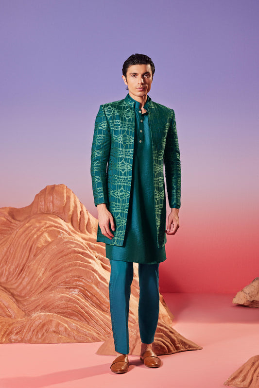 Gehra - Silk Embroidery - Indo-western Set