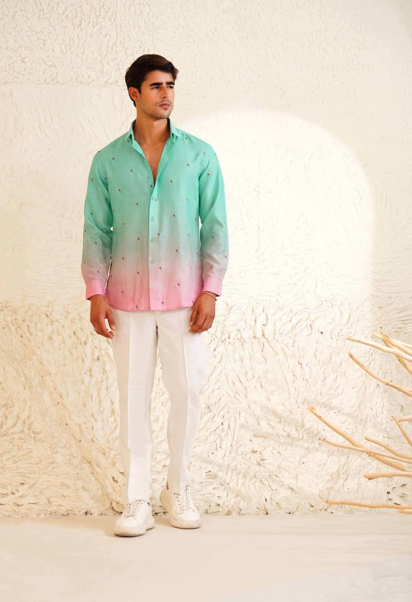 Rain Check Embroidery - Linen Shirt