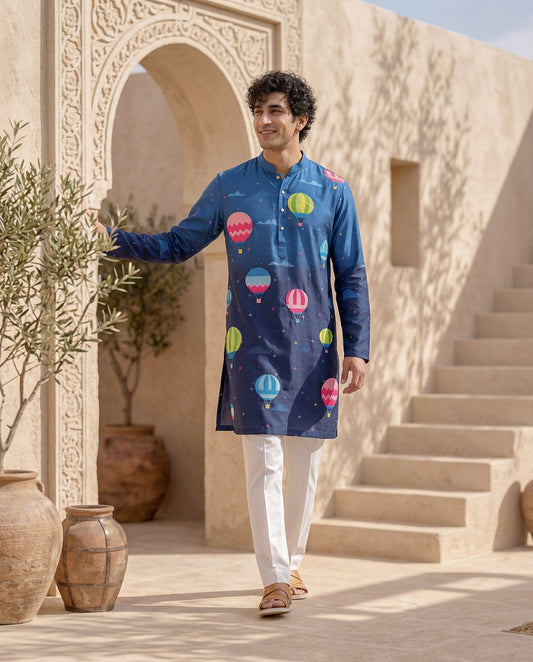 Sky High - Silk Embroidery Kurta Set