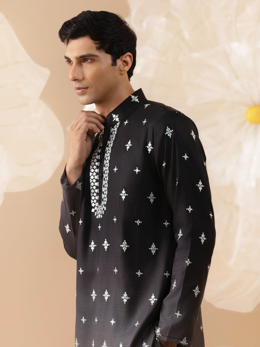 Noor - Silk Mirror Embroidery Kurta Set