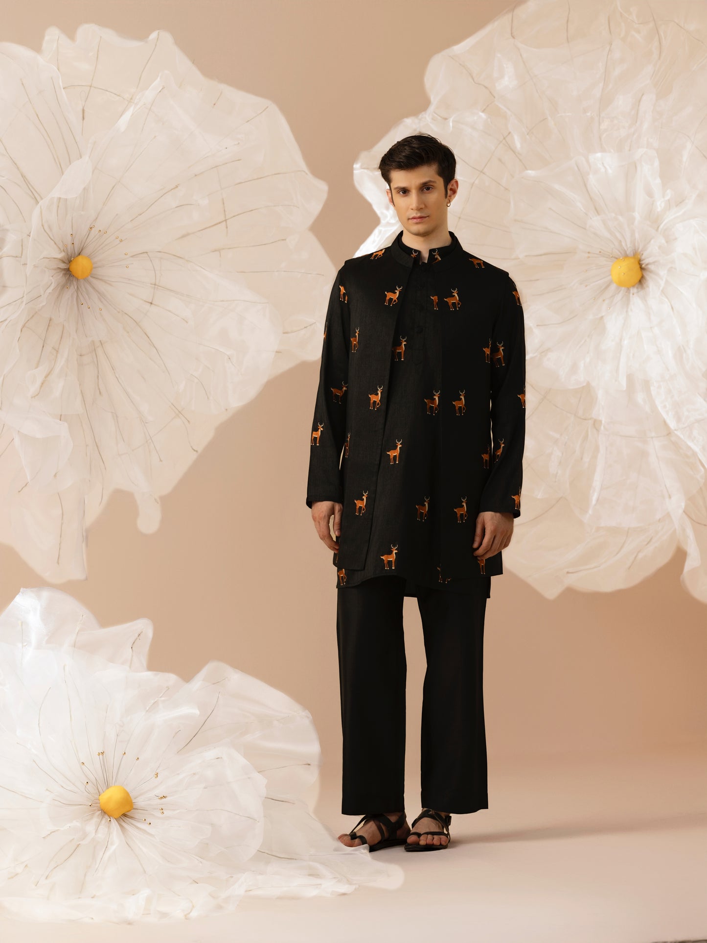 Taraash - Silk Embroidery Nehru Jacket Set