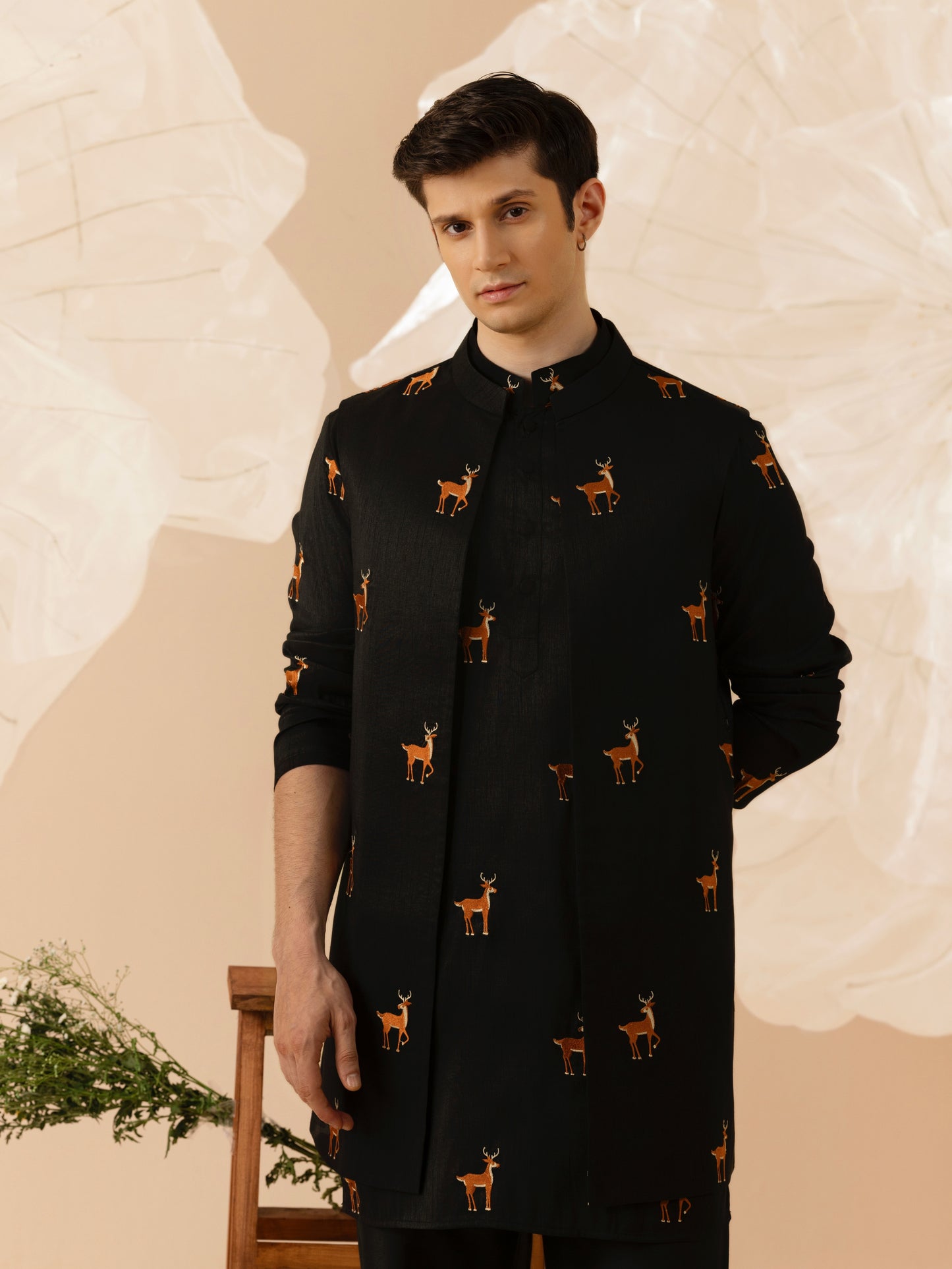 Taraash - Silk Embroidery Nehru Jacket Set