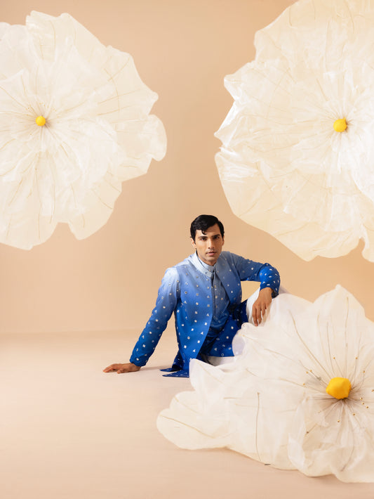 Falak - Silk Embroidery Nehru Jacket Set