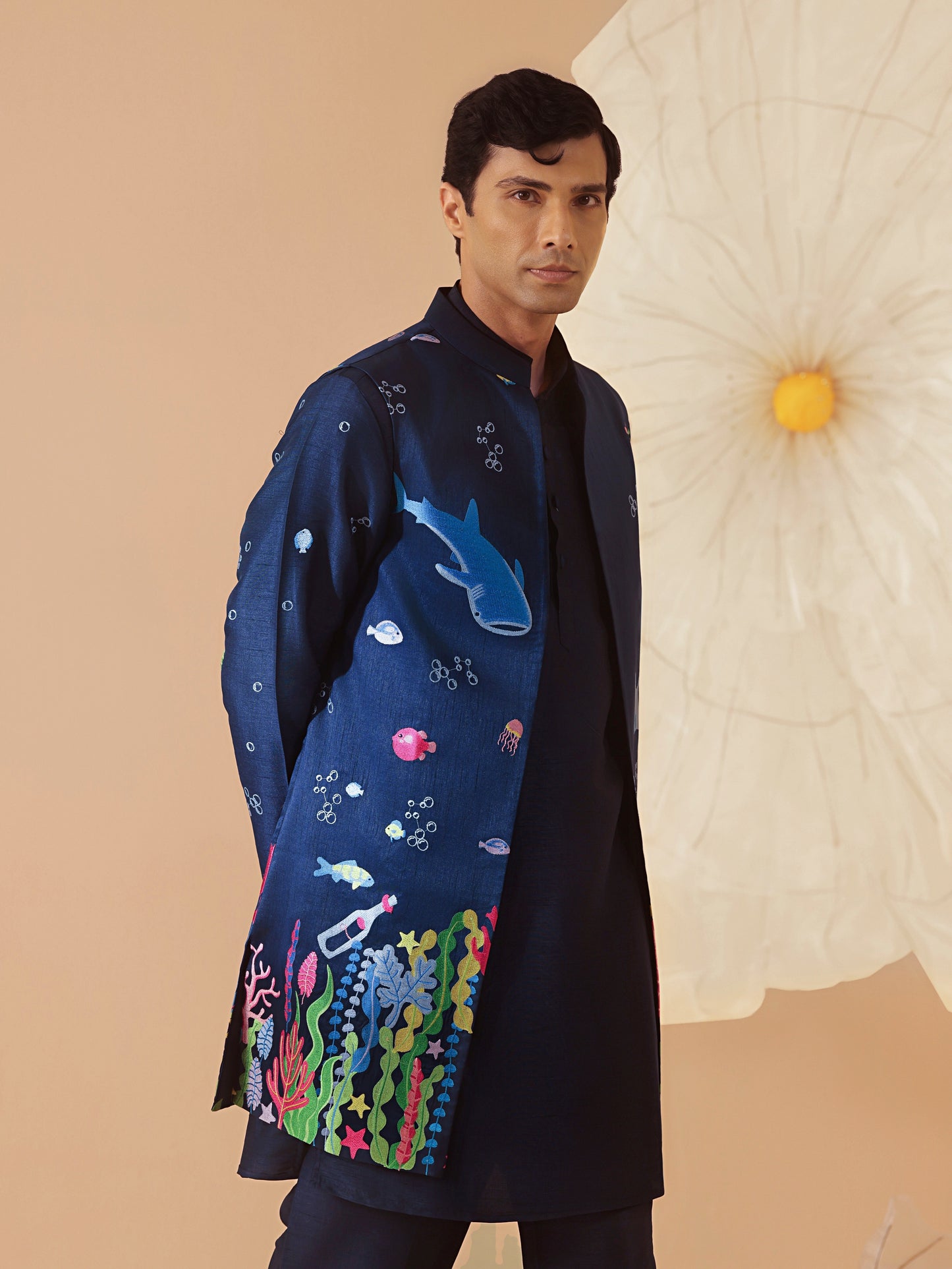 Dariya - Silk Embroidery Nehru Jacket Set