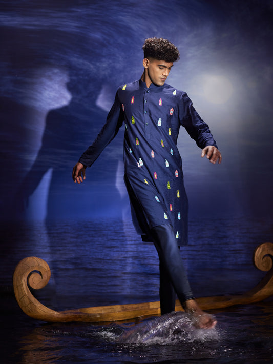Jashan - Sequins - Hand Embroidery Chanderi Kurta Set