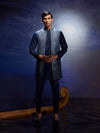 Lehar - Mirror Hand Embroidery Silk Long Nehru Jacket Set
