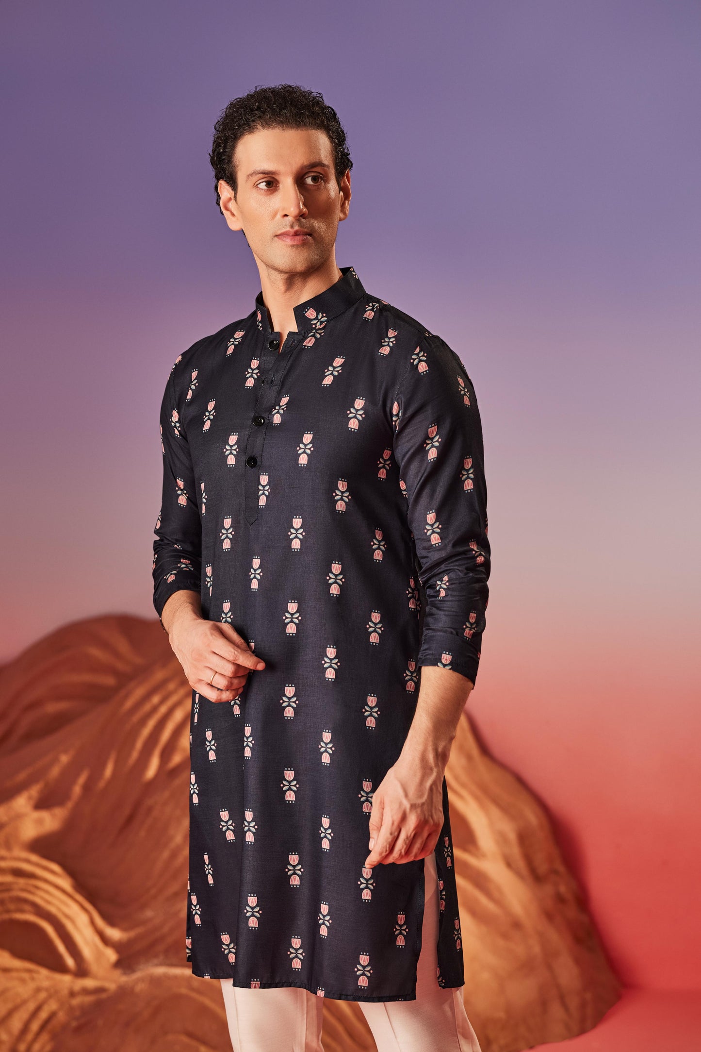 Midnight blossom - Silk Kurta