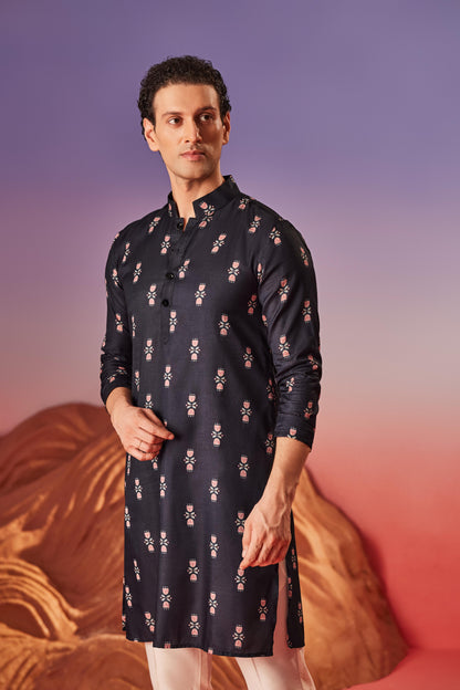 Midnight blossom - Silk Kurta