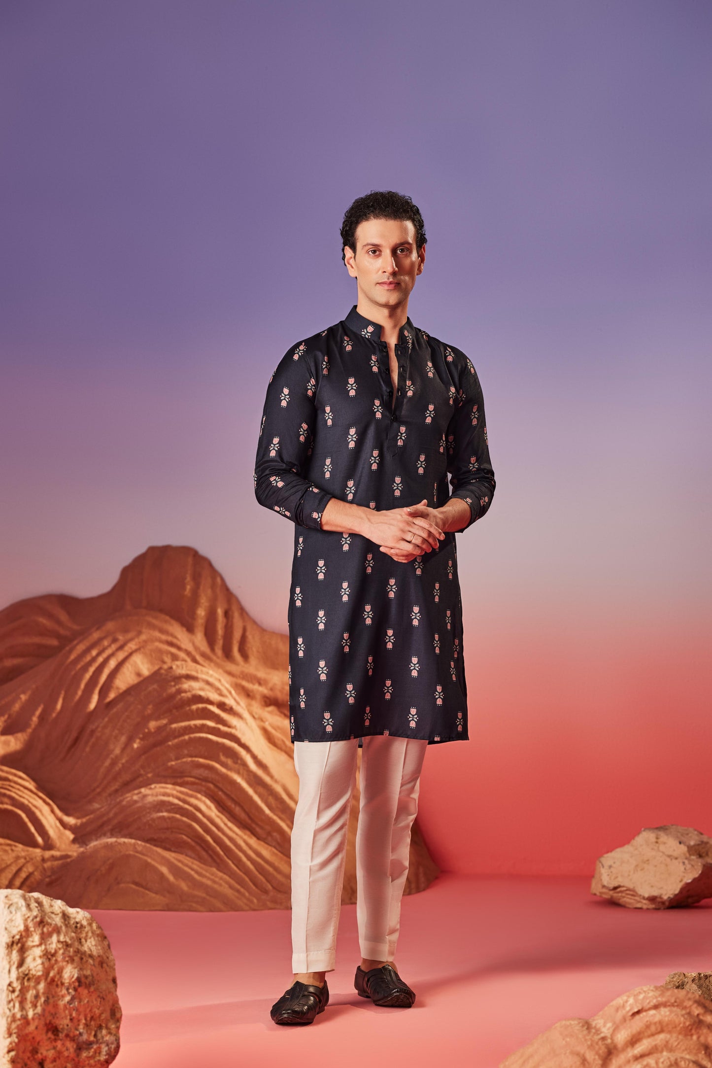 Midnight blossom - Silk Kurta