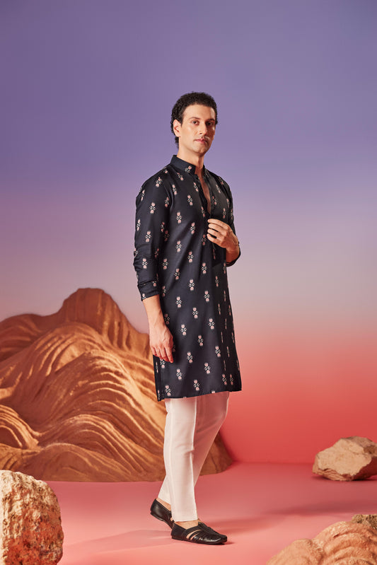 Midnight blossom - Silk Kurta