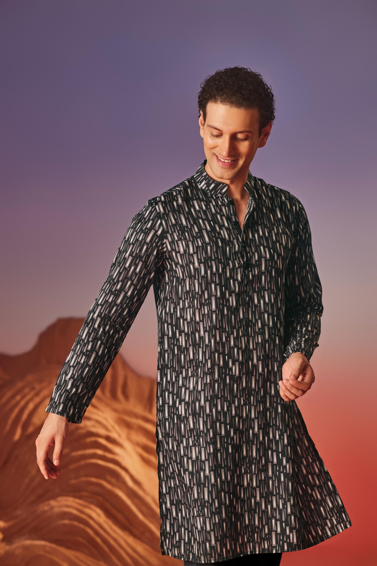 Dark Canvas  - Silk Kurta