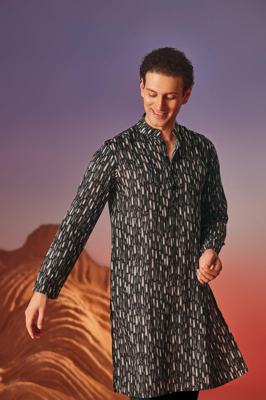 Dark Canvas  - Silk Kurta
