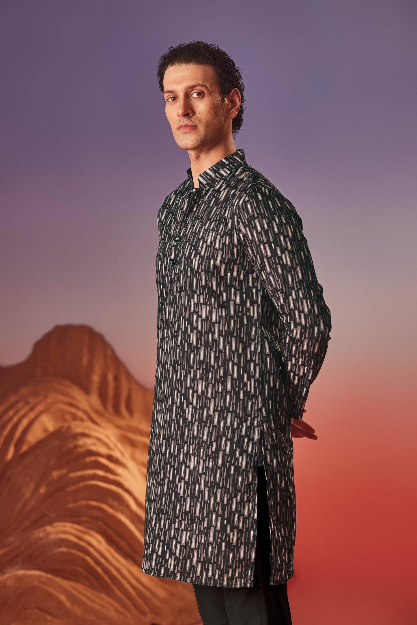 Dark Canvas  - Silk Kurta