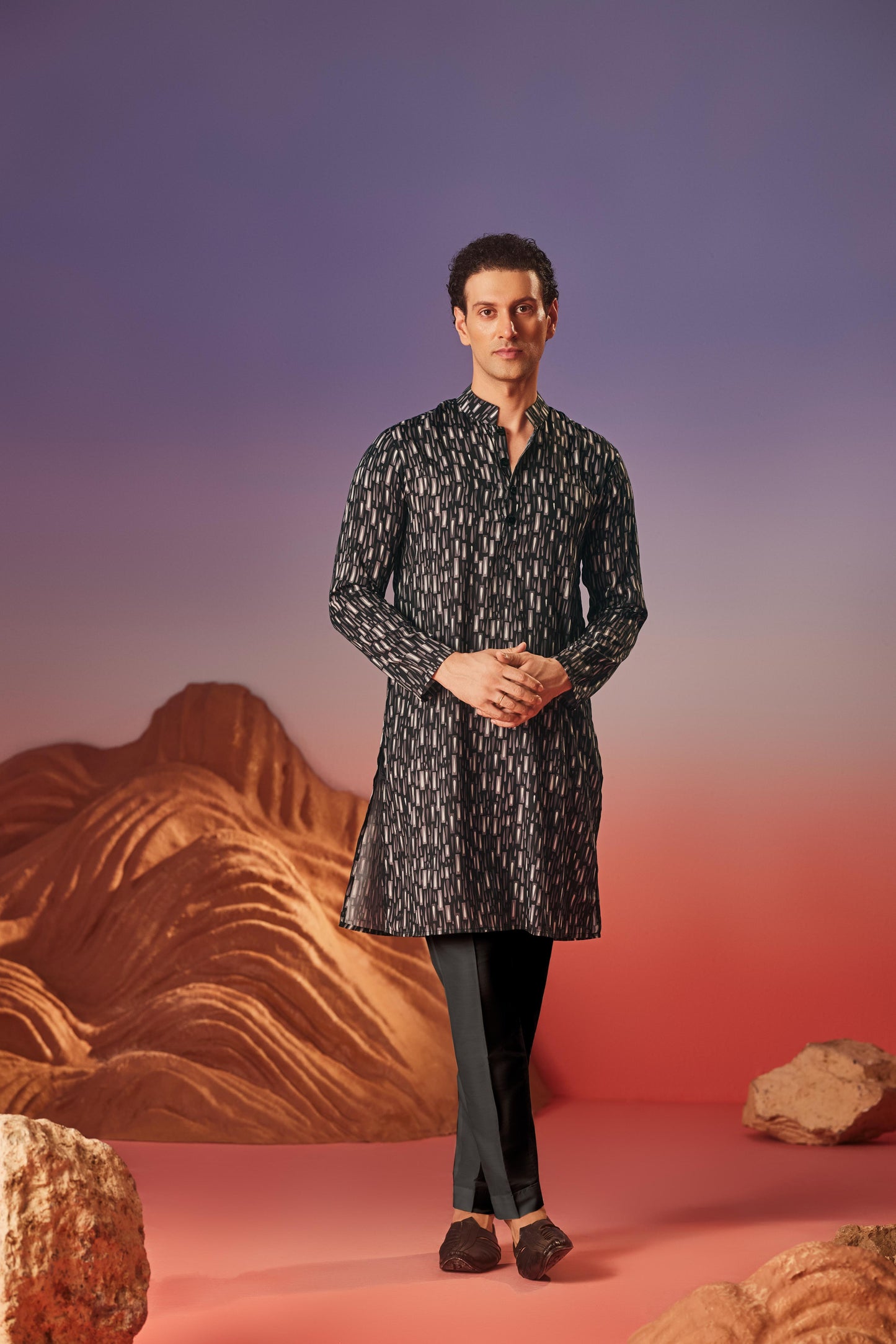 Dark Canvas  - Silk Kurta