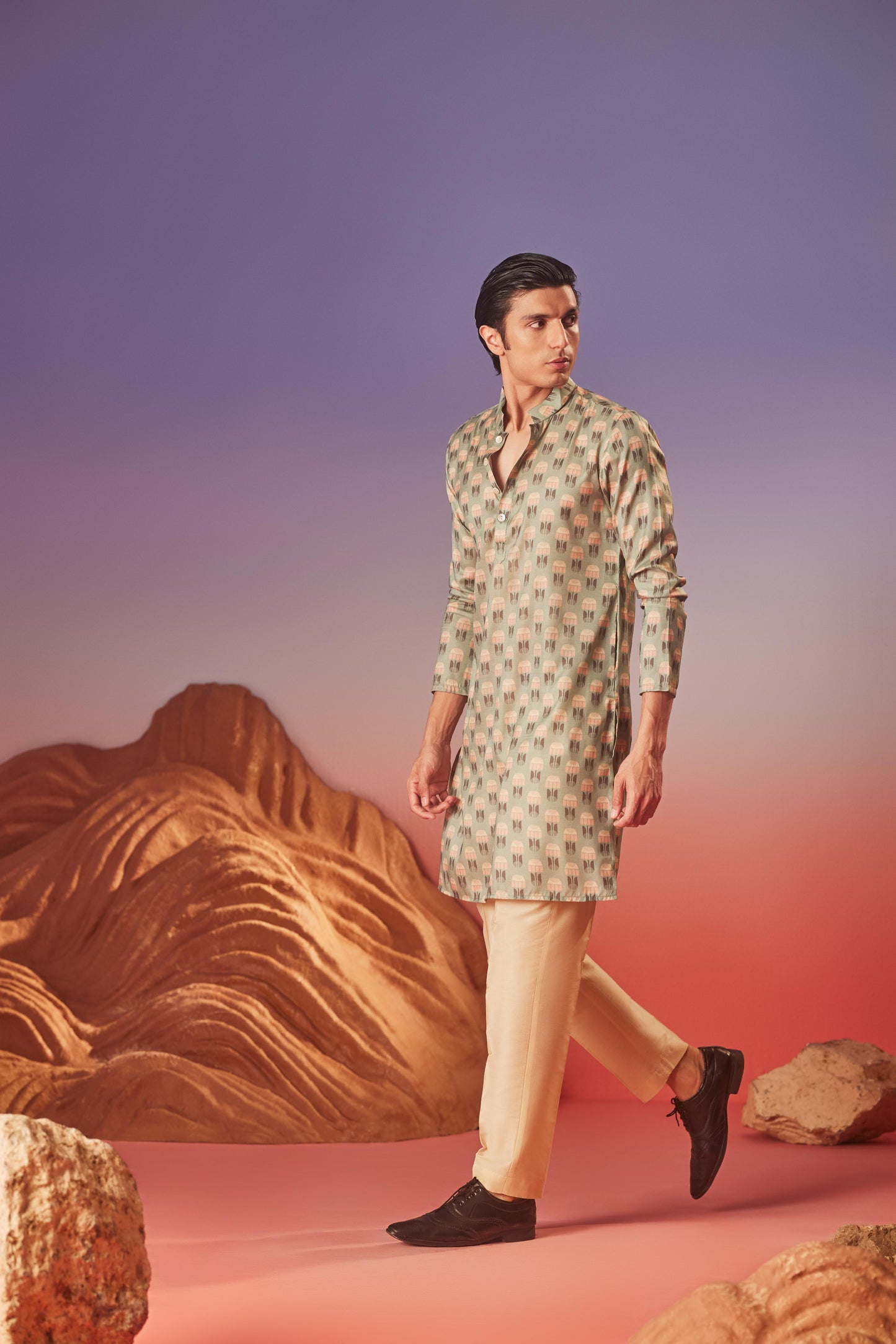 Green Blush - Silk Kurta