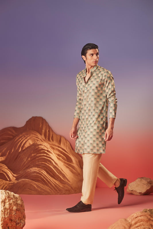 Green Blush - Silk Kurta