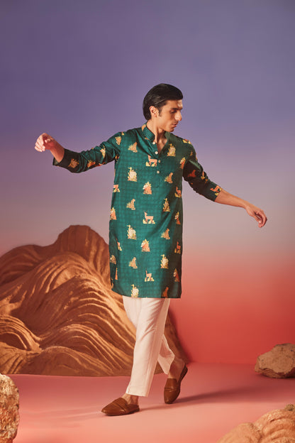 Tropical Tail - Silk Kurta