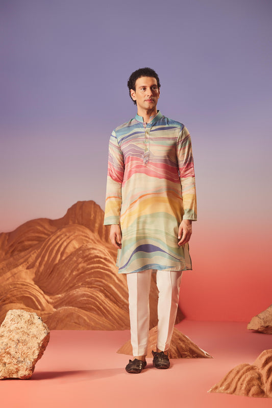 Wave Of Colors - Silk Kurta