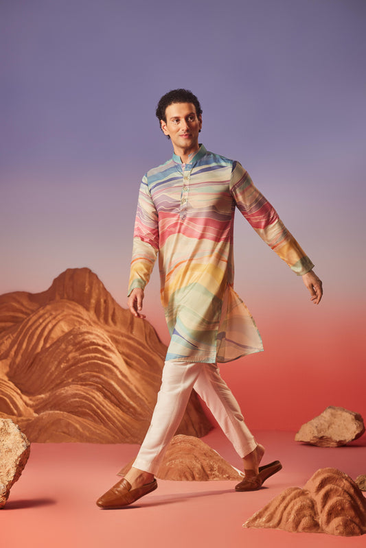Wave Of Colors - Silk Kurta