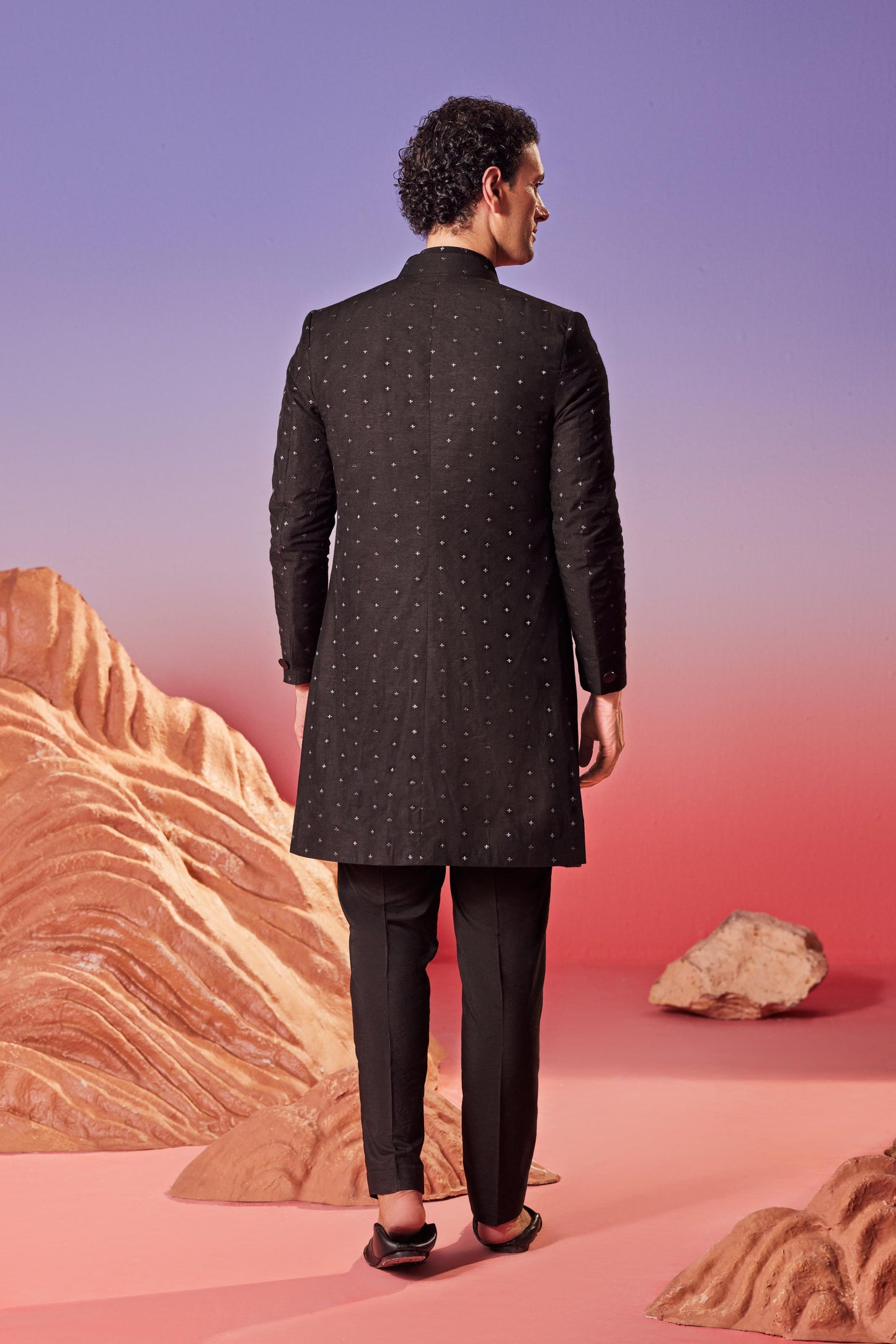 Shaam - Chanderi Achkan Set