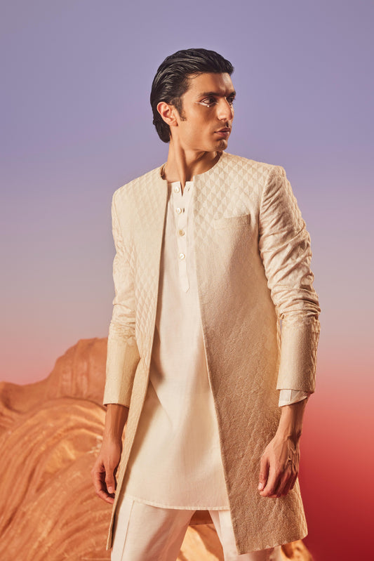Elaan Long Jacket - Silk Embroidery Indo Western Set