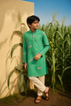 Zebra Meadow - Printed Silk Kurta set For Kids