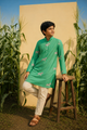 Zebra Meadow - Printed Silk Kurta set For Kids