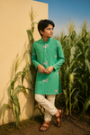 Zebra Meadow - Printed Silk Kurta set For Kids