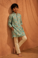 Deer Park - Printed Silk Kurta Set For Kids