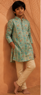 Deer Park - Printed Silk Kurta Set For Kids