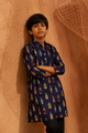 Cocktail Party - Printed silk kurta set For Kids