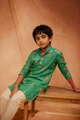 Rolling Giraffe -  Kids Printed Silk Kurta Set For Kids