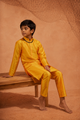 Yellow Tagai Kurta - Silk Kurta Set For Kids