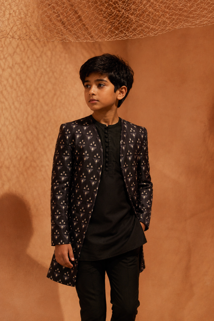 Black Amber Indo Western - Set For Kids