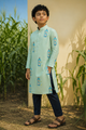 Gin'O Clock - Printed Silk Kurta Set For Kids