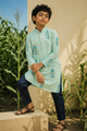 Gin'O Clock - Printed Silk Kurta Set For Kids