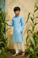 Elephant  - Printed Silk Kurta Set For Kids