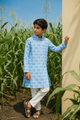 Elephant  - Printed Silk Kurta Set For Kids