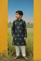 Night Owl - Printed Silk Kurta Set Kids