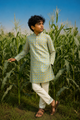 Blue Window - Printed Silk Kurta Set For Kids