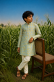 Blue Window - Printed Silk Kurta Set For Kids