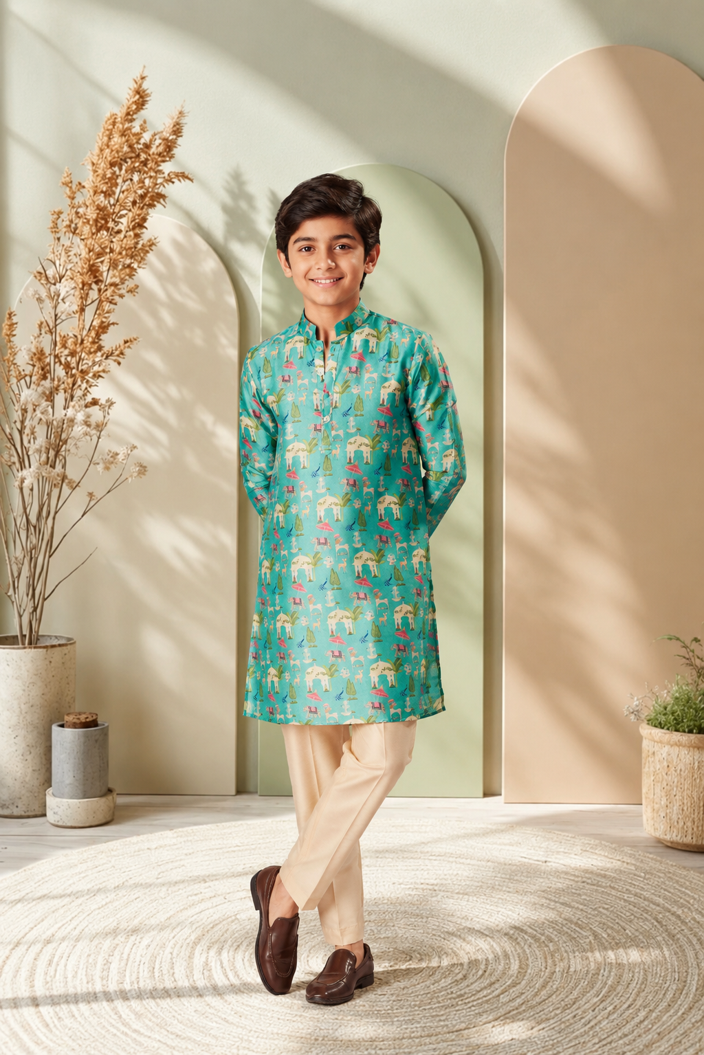 Noor Mahal Silk - Kurta Set For Kids
