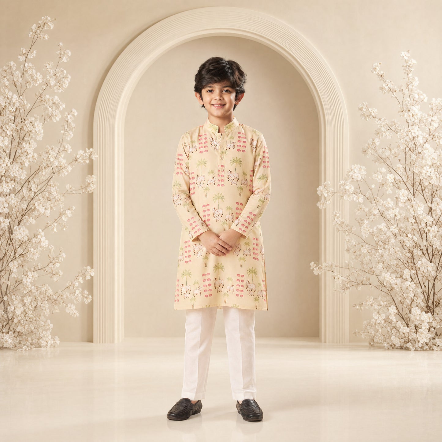 Pichwai Tales - Silk Kurta Set For Kids