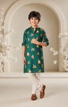 Tropical Tail - Silk Kurta Set For Kids