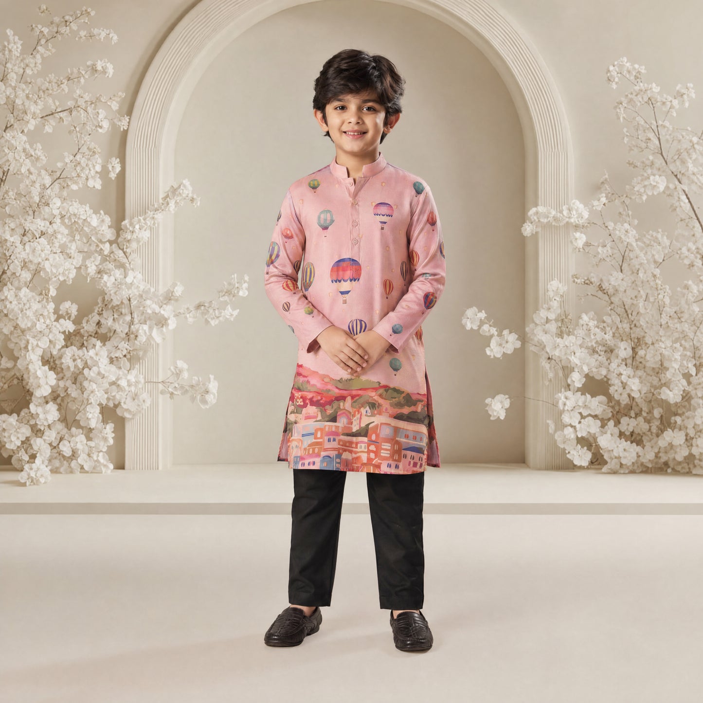 Skyline Serenity - Silk Kurta Set For Kids