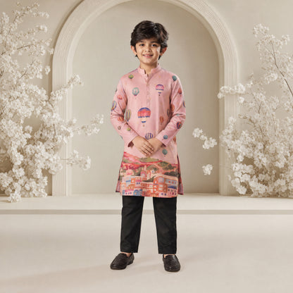 Skyline Serenity - Silk Kurta Set For Kids