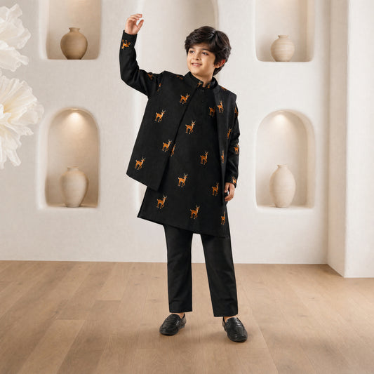 Taraash - Silk Embroidery Nehru Jacket Set