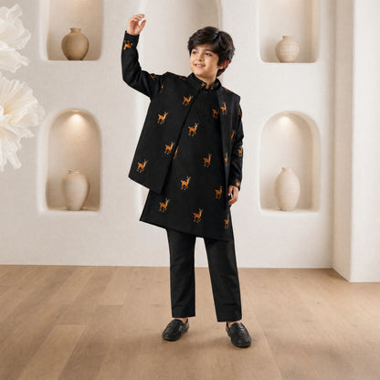 Taraash - Silk Embroidery Nehru Jacket Set