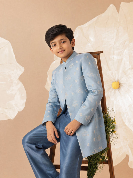 Parinda Silk Embroidery Indo Western - Set For Kids