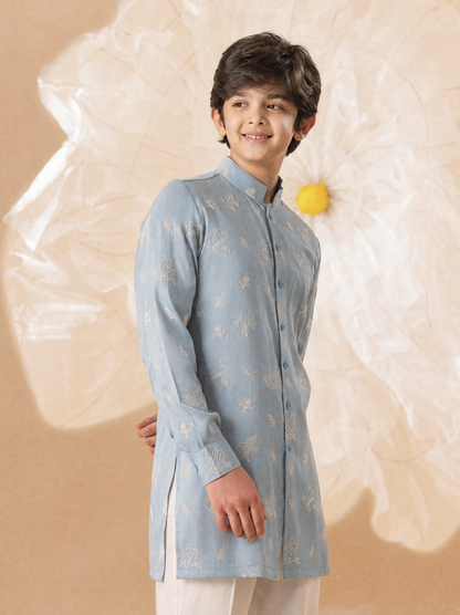 Prrinda Silk Embroidery Kurta - Set For Kids